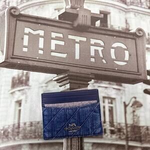 Coach CAT70 Slim Id Card Case In Regenerative Cotton With Quilting